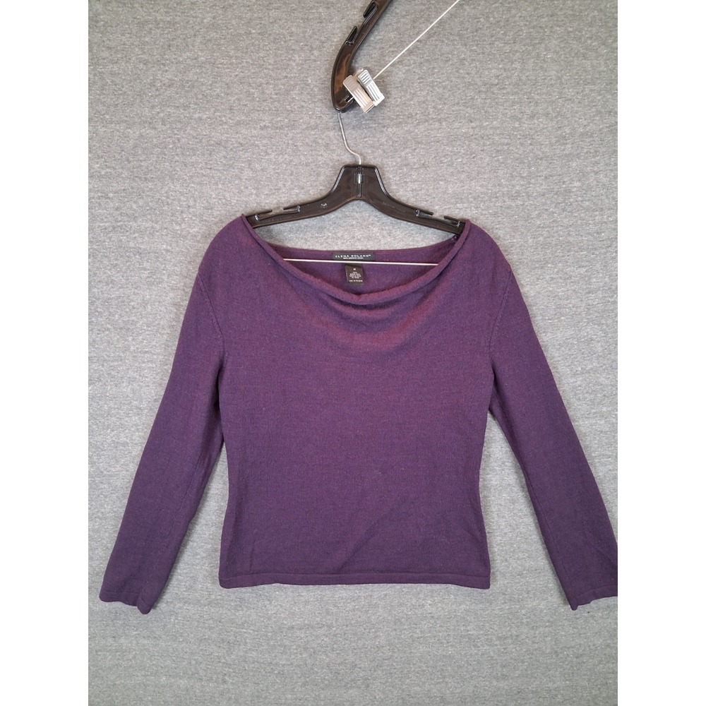 Elena‎ Solano Womens Sweater 100% Merino Wool Purple Roll Neck Stretch Cozy Soft